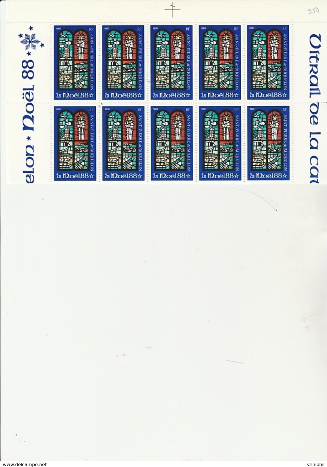 ST PIERRE ET MIQUELON   - FRAGMENT  FEUILLE DE 10 TIMBRES N° 496 - ANNEE 1988 - - COTE : 18,75 &euro; - Unused Stamps