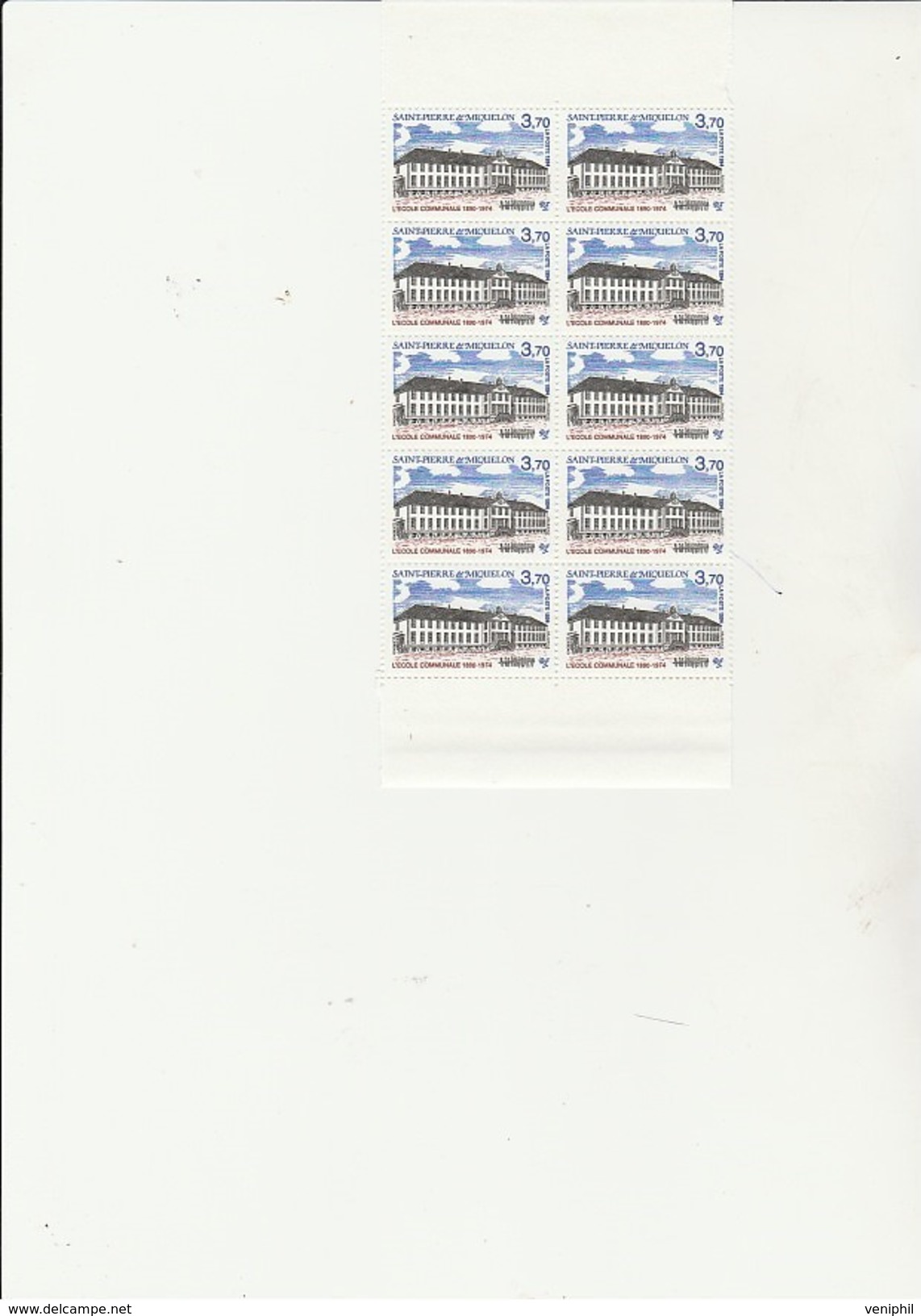 ST PIERRE ET MIQUELON   - FRAGMENT  FEUILLE DE 10 TIMBRES N° 607 - ANNEE 1994 - - COTE : 17 &euro; - Unused Stamps