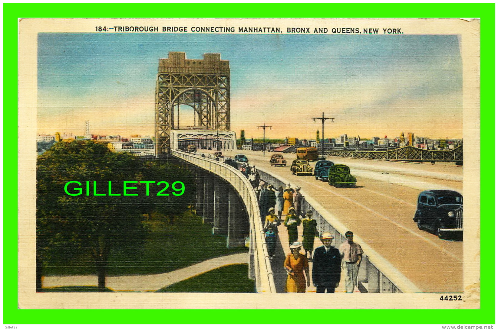 NEW YORK CITY, NY - TRIBOROUGH BRIDGE CONNECTING MANHATTAN, BRONX &amp; QUEENS - ANIMATED -  TRAVEL 1939 - MANHATTAN POS - Bronx