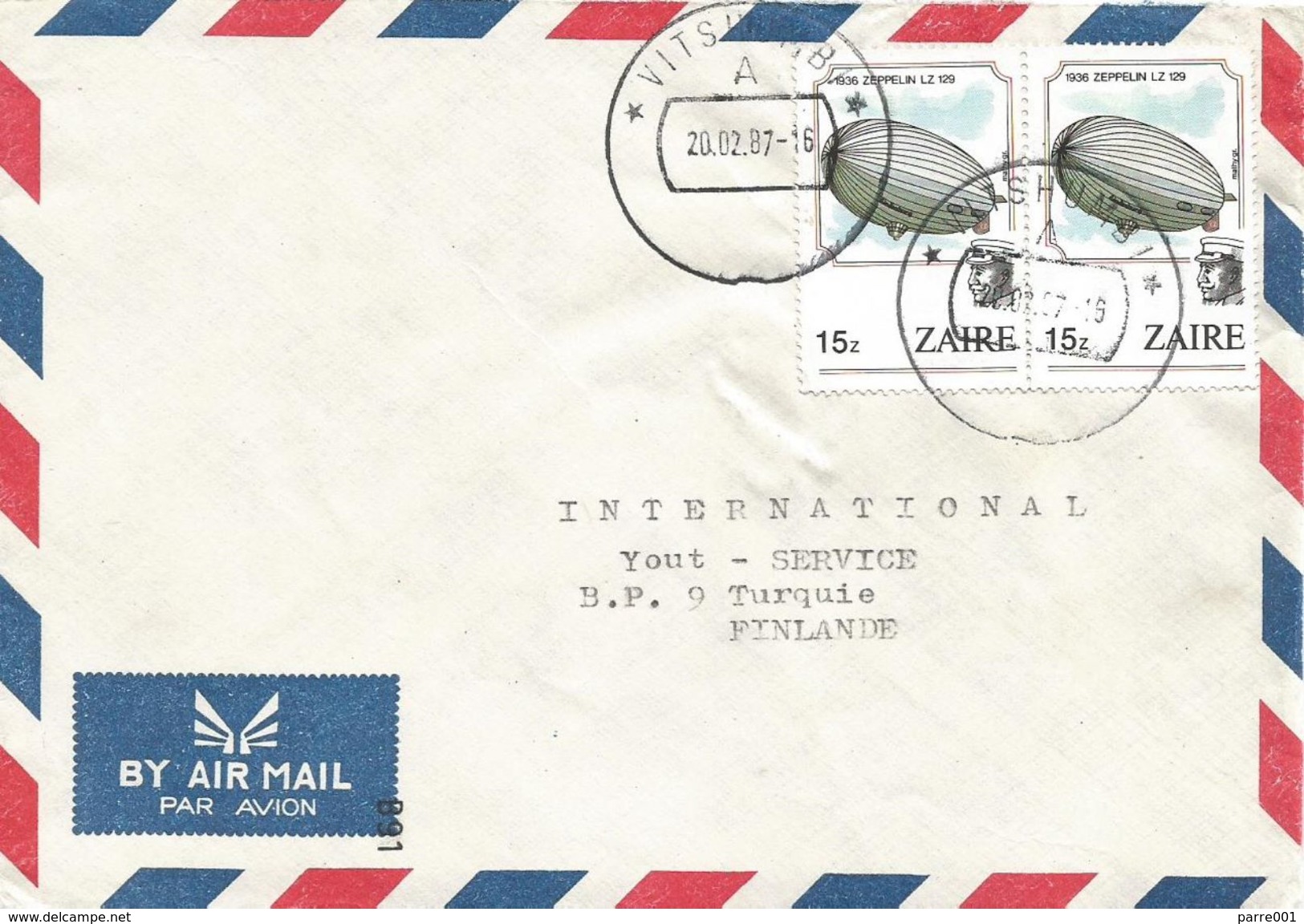 Zaire Congo 1987 Vitshumbi Zeppelin Air Balloon Cover - Used Stamps