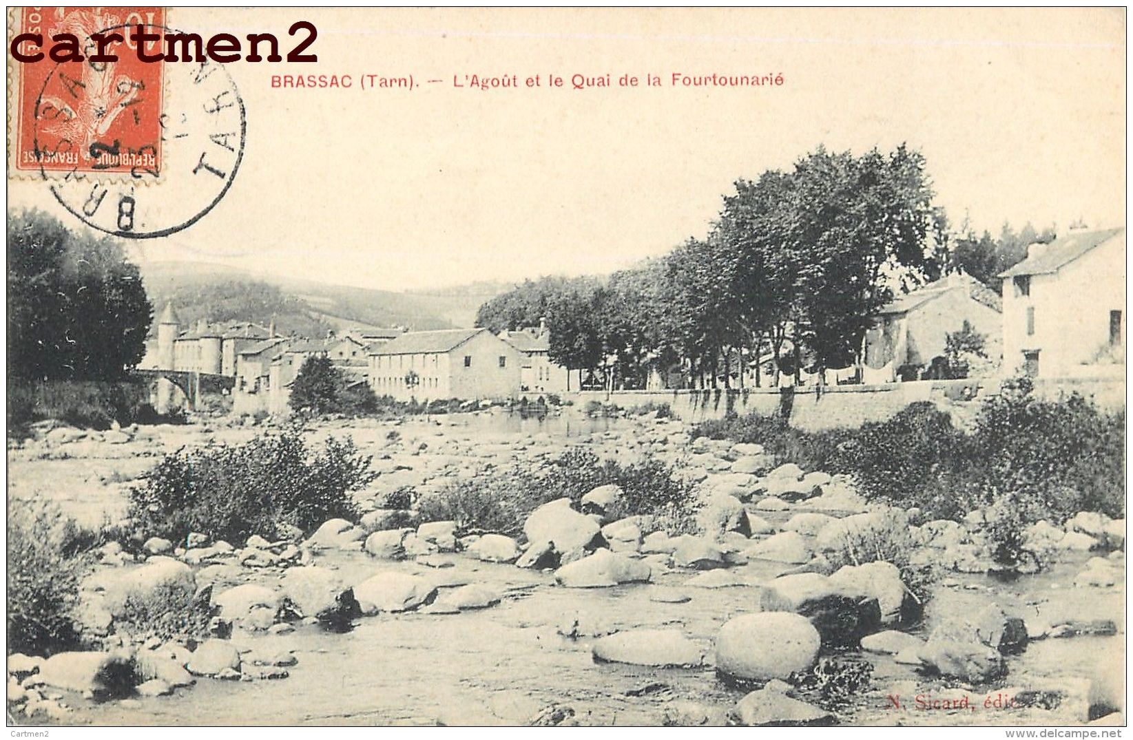 LOT DE 14 CPA : BRASSAC QUAI FOURTOUNARIE PONT COUVENT OULIAS MAIRIE VUE GENERALE CHATEAU FERRIERES 81 TARN - Brassac