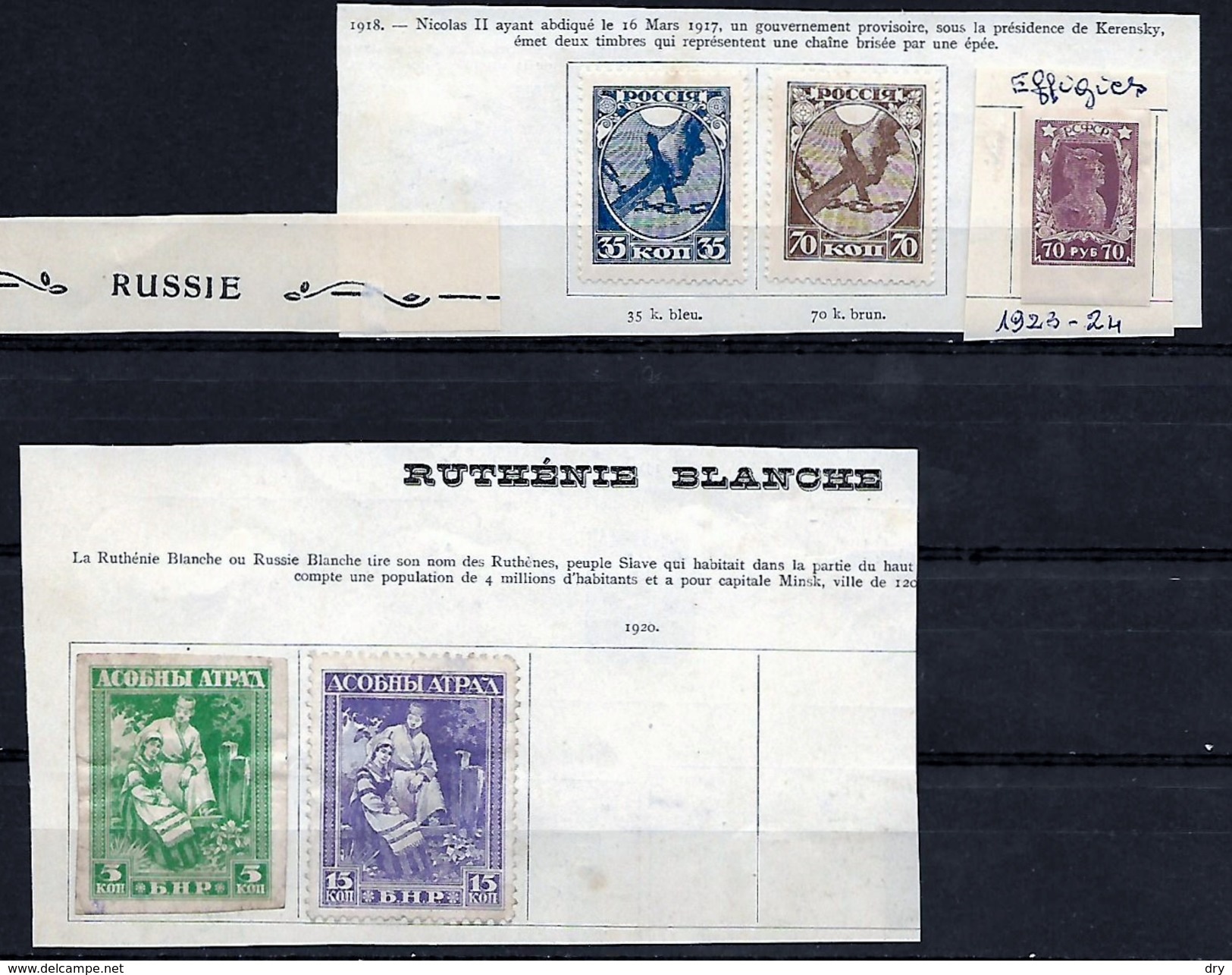 Russie. Lot 5 Timbres Collés Avec Charnières Années 1918/20. Envoi France 1,06 €. Etranger 1,50 €. - Other & Unclassified