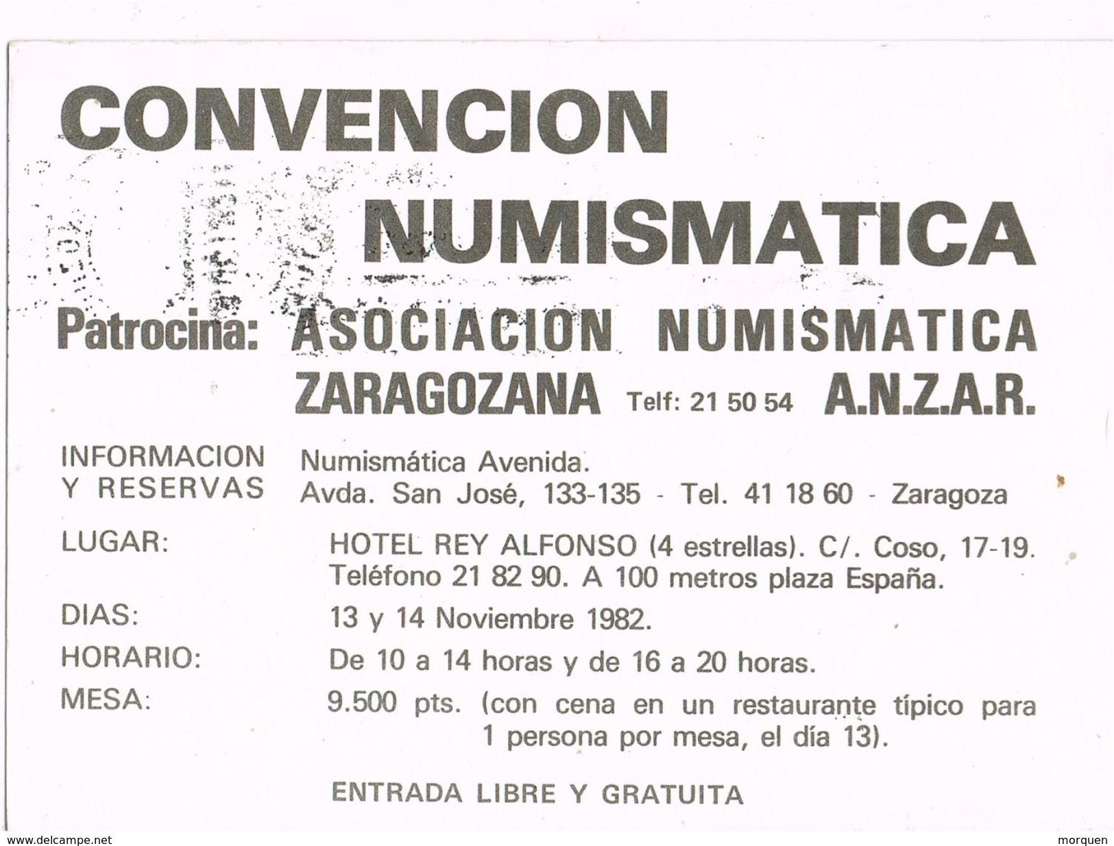 25596. Entero Postal  Semi Privado MADRID  1982. Convencion Numismatica ZARAGOZA - 1931-....