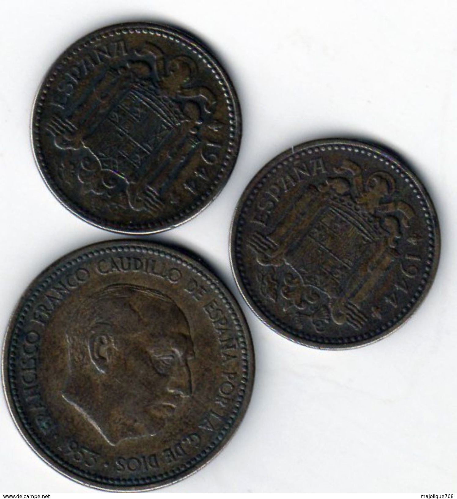 Lot De 3 Pièces De Monnaies De L'Espagne - 2 Pièces 1 Peseta 1944 Et Une De 2,50 Pesetas 1953 (1956) -T T B - - Autres & Non Classés