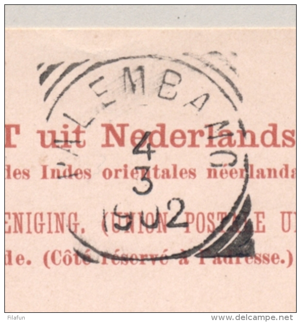 Nederlands Indië - 1902 - 7,5 Cent Briefkaart Van ? Via VK PALEMBANG En NI AGENT SINGAPORE Naar Zürich / Schweiz - Nederlands-Indië