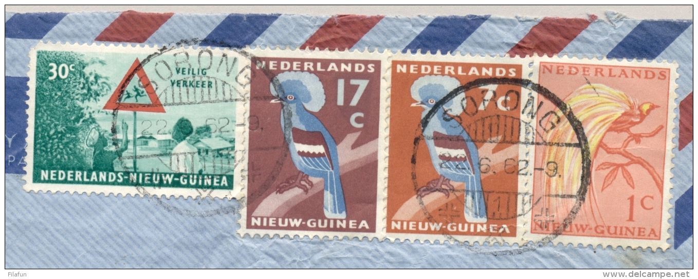 Nederlands Nieuw Guinea - 1962 - 4 Zegels Op Briefje Van SORONG/1 Naar Rotterdam / Nederland - Nederlands Nieuw-Guinea