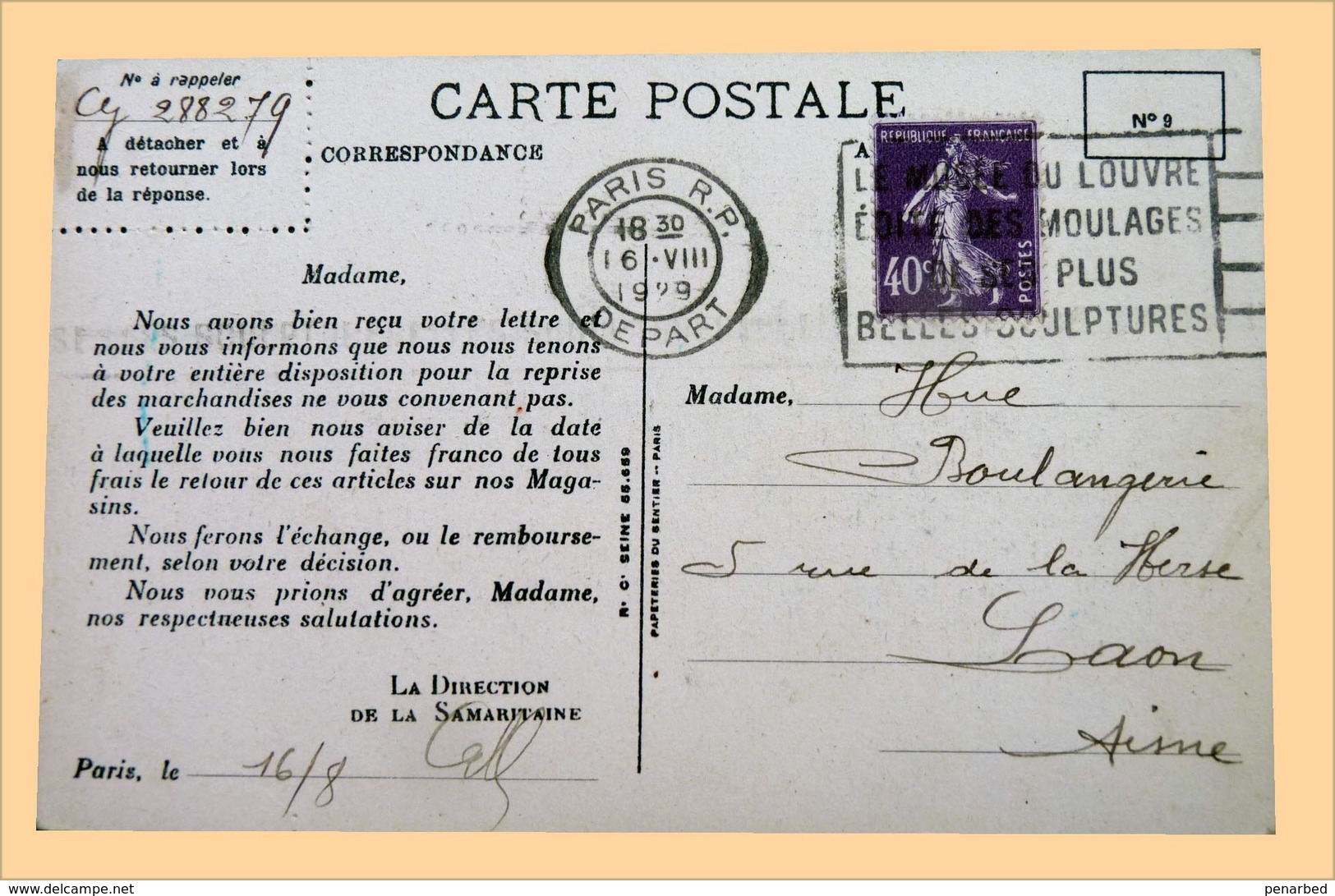 roulette sur 21 plis ( 1 enveloppe et 20 cartes postales )  Semeuse et Pasteur / carte Samaritaine Bon Marché et autres