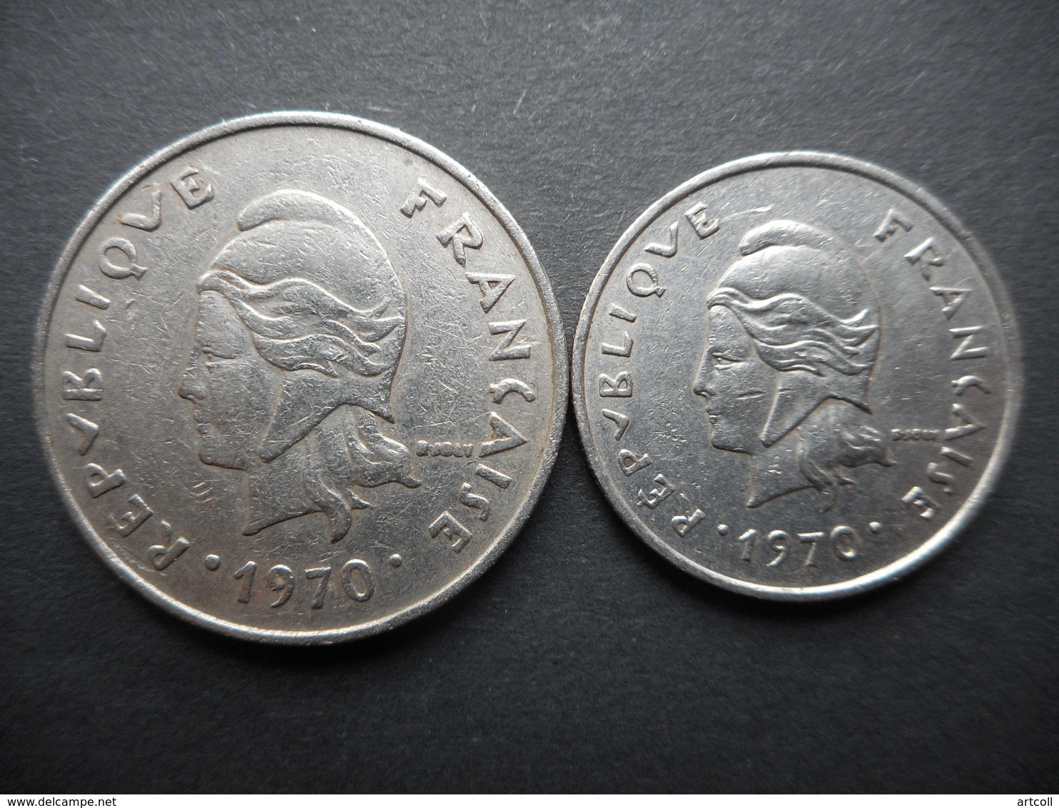 New Caledonia 10,20 Francs 1970 (Lot Of 2 Coins) - Nouvelle-Calédonie