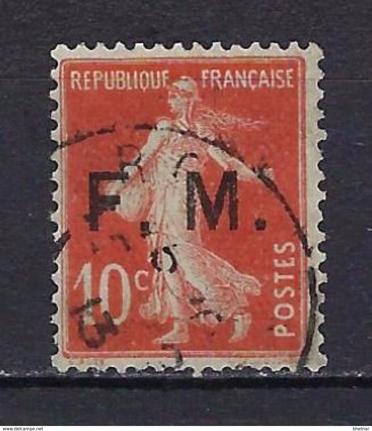 FR Franchise YT 5 " Semeuse Surchargé 10c. Rouge " 1906-07 Oblitéré - Timbres De Franchise Militaire