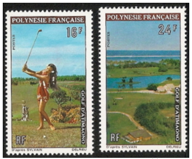 Fr Polynesia,  Scott 2017 # 275-276,  Issued 1974,  Set Of 2,  MNH,  Cat $ 19.00,  Golf - Unused Stamps