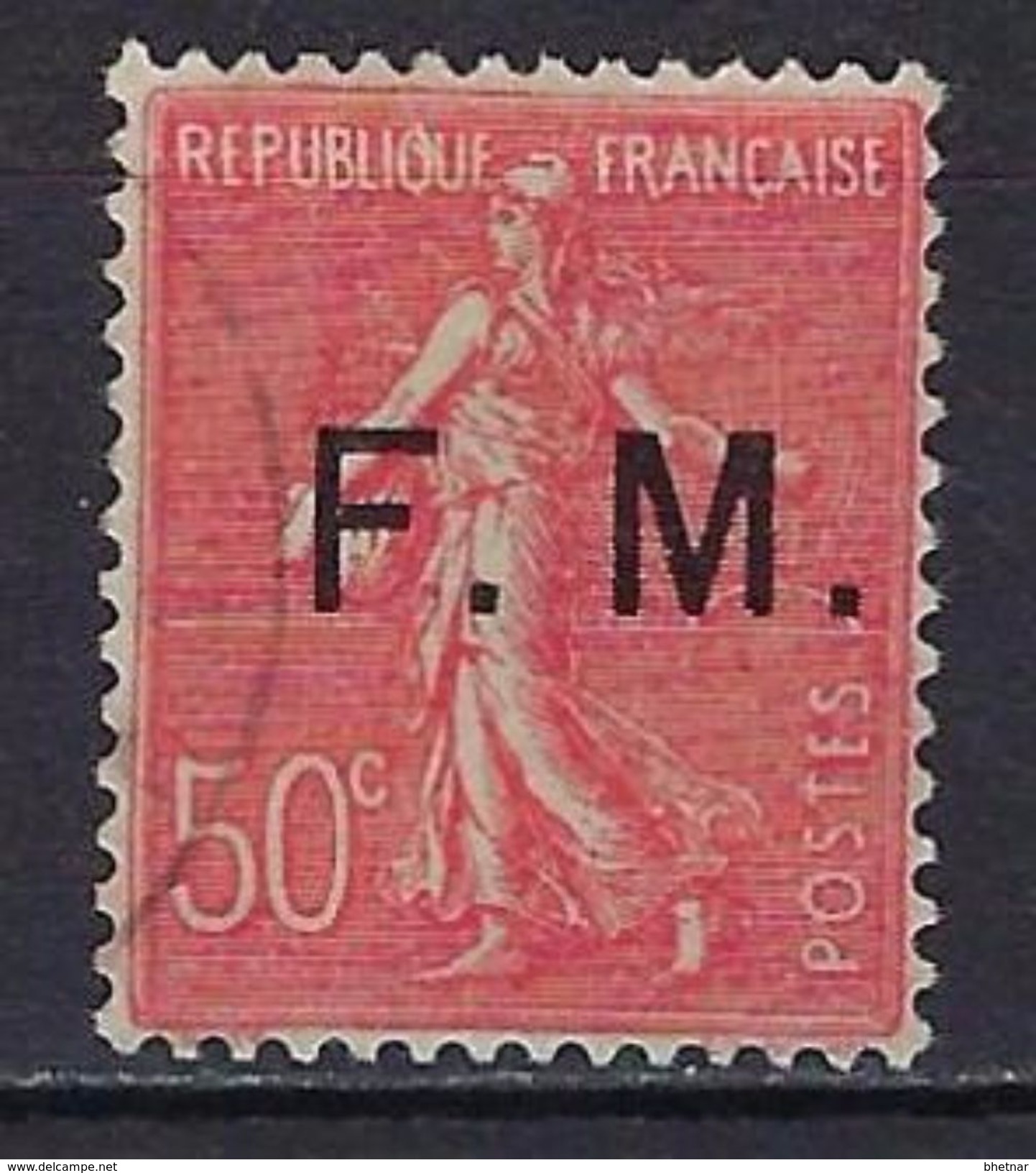 FR Franchise YT 6 " Semeuse Lignée 50c. Rouge " 1929 Oblitéré - Timbres De Franchise Militaire