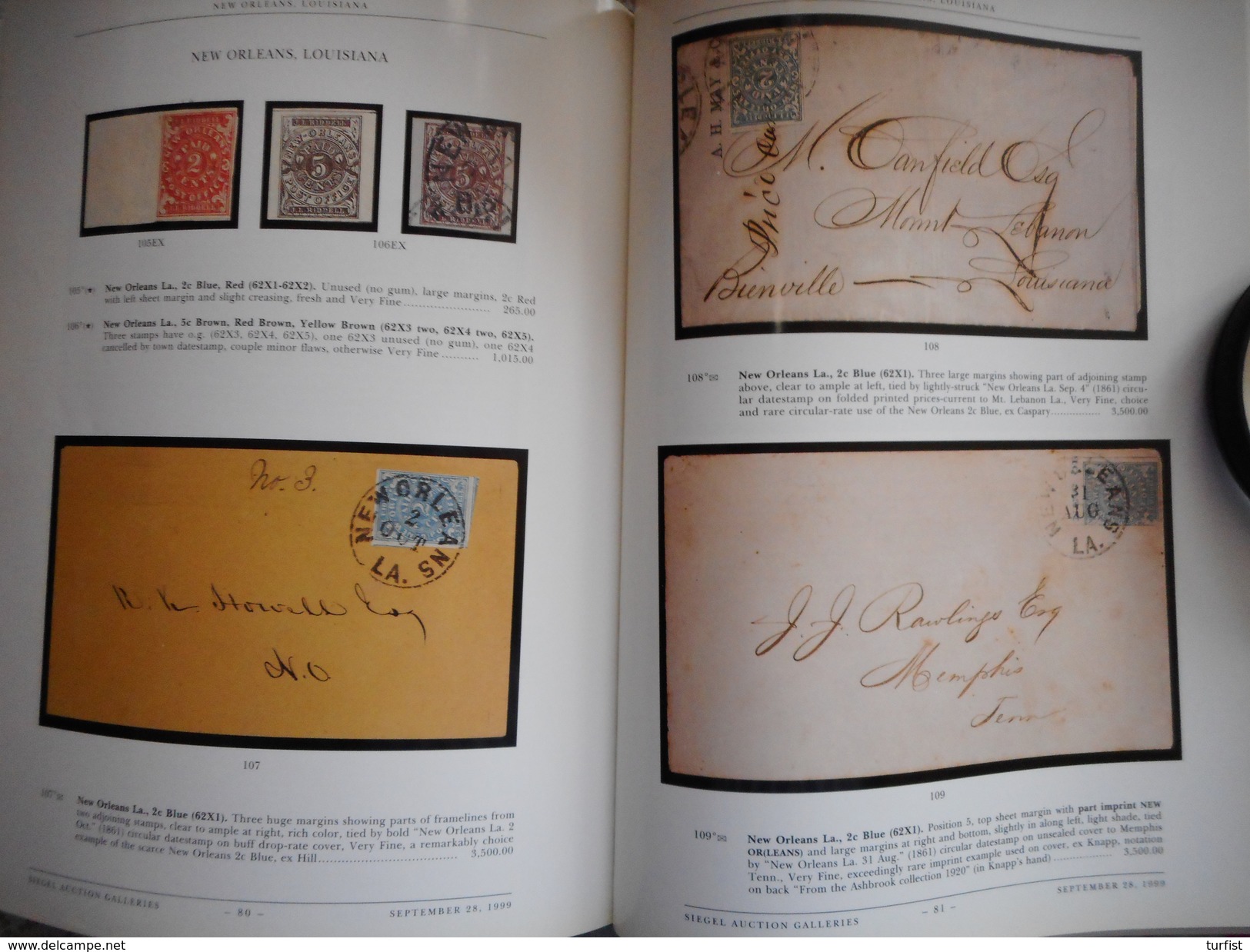 CATALOGUS ROBERT SIEGEL THE KILBOURNE COLLECTION CONFEDERATE POSTMASTERS PROVISIONALS 1999 - Cataloghi Di Case D'aste