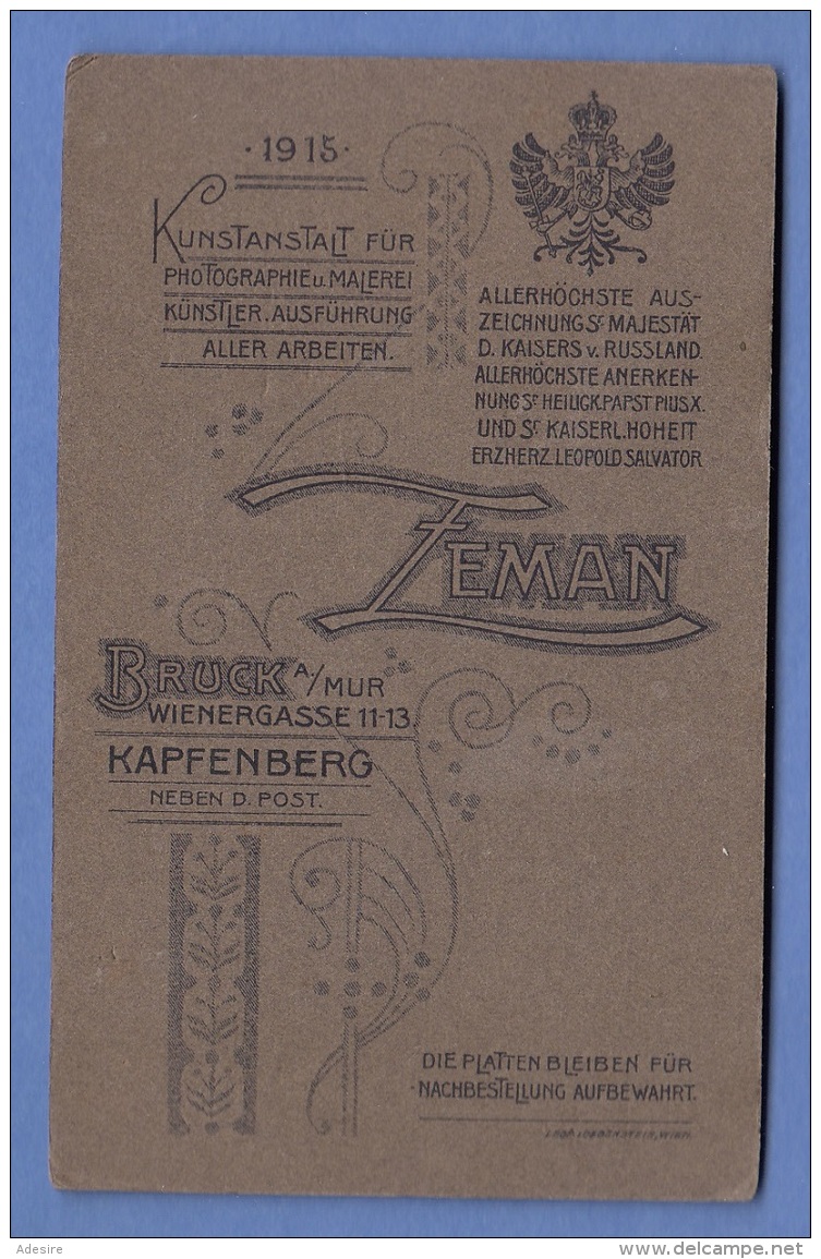 Foto JUNGER SOLDAT IN SCHÖNER UNIFORM, 1915, Atelier Kunstanstalt Fotograf Zeman In Kapfenberg, Fotoformat Ca. 11 X 7, - Krieg, Militär