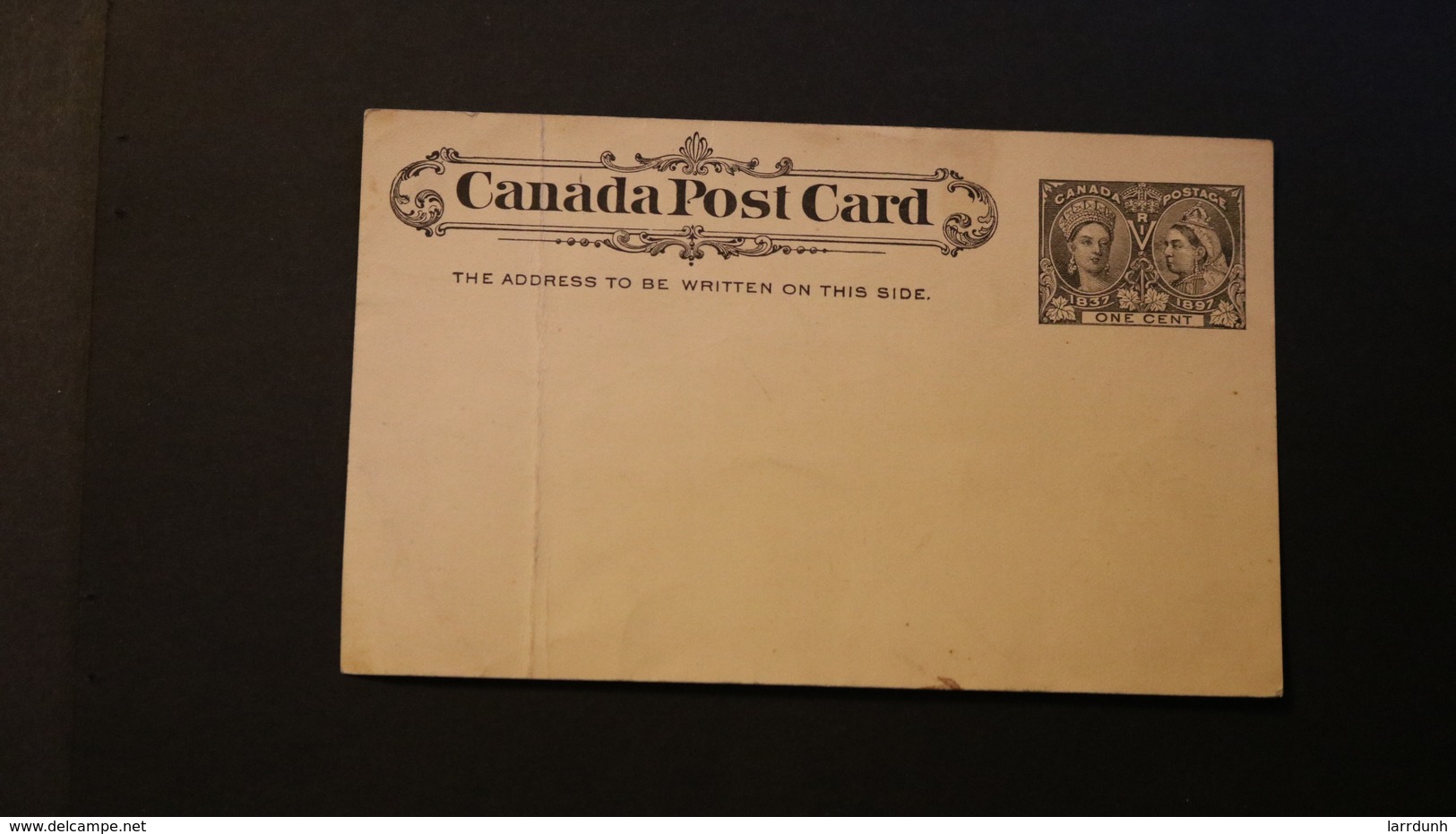 Canada Queen Victoria 1c Black Queen Victoria Jubilee Unused Folded 1897 Hinge Remnants On Back WYSIWYG A04s - 1860-1899 Reign Of Victoria