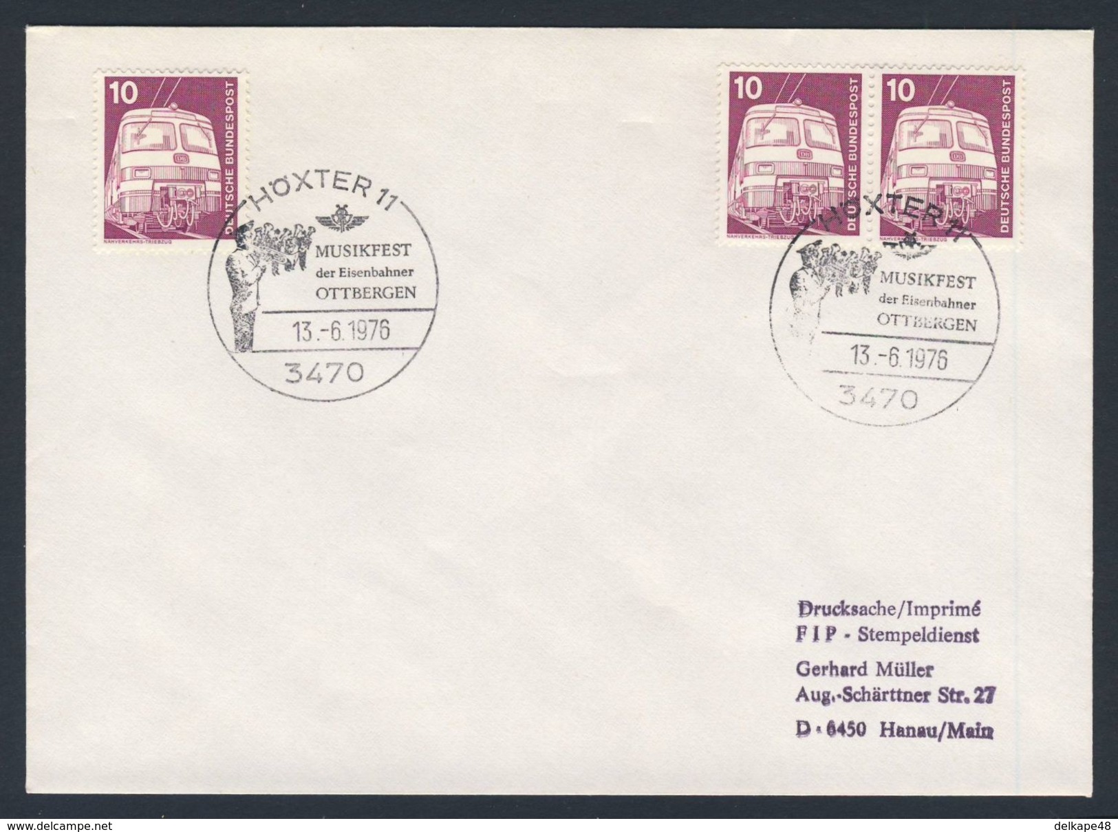 Deutschland Germany 1976 Cover / Brief - Musikfest Der Eisenbahner Ottbergen / Music Festival Of Railwaymen - Treinen