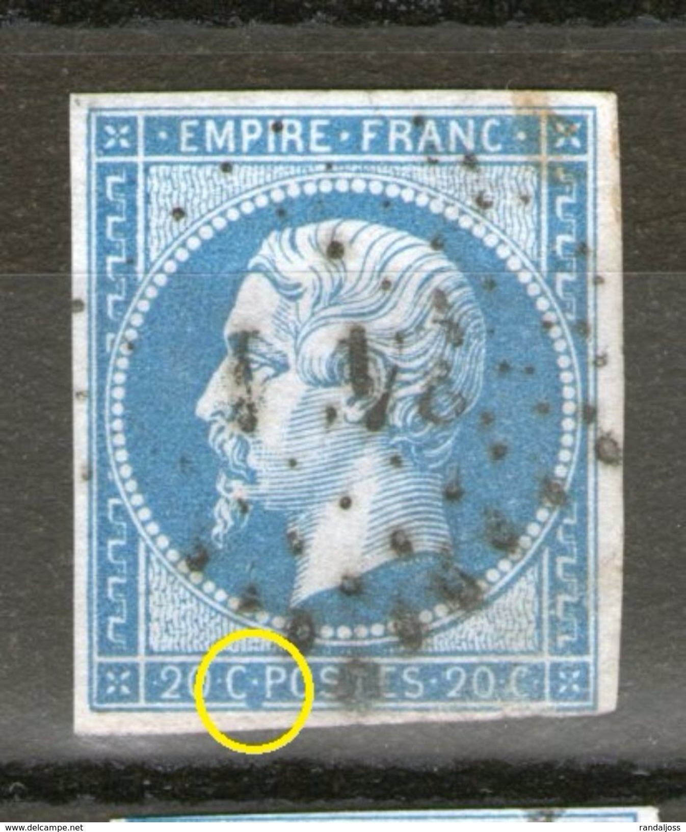 N°14° Type 2 _gros Point Bleu_voir Détail - 1853-1860 Napoleone III