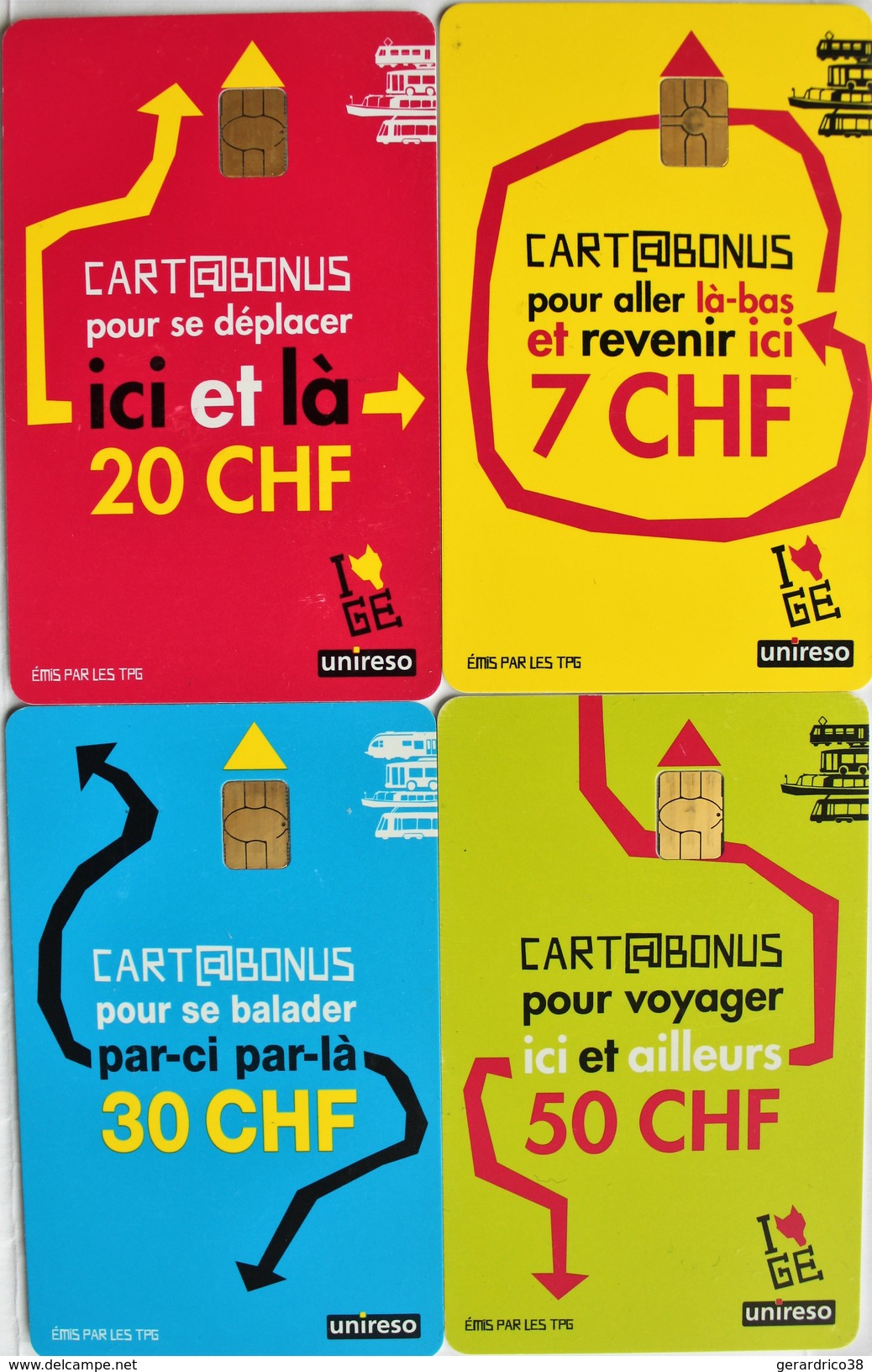 TELECARTES.SUISSE.cartes Prépayées Ticket De Bus Et Tramways. Geneve.LOT DE 4.collection Complète. - Europa