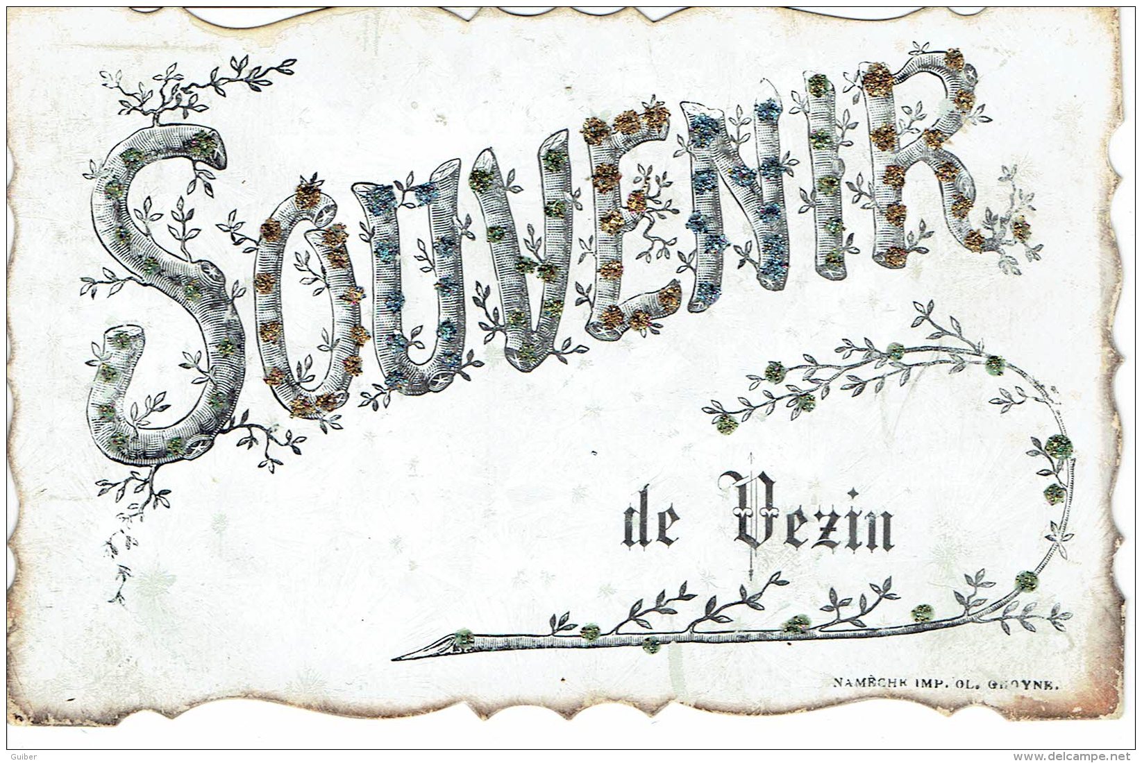 Andenne Souvenir De Vezin  Carte A Paillettes Edit Groyne - Andenne