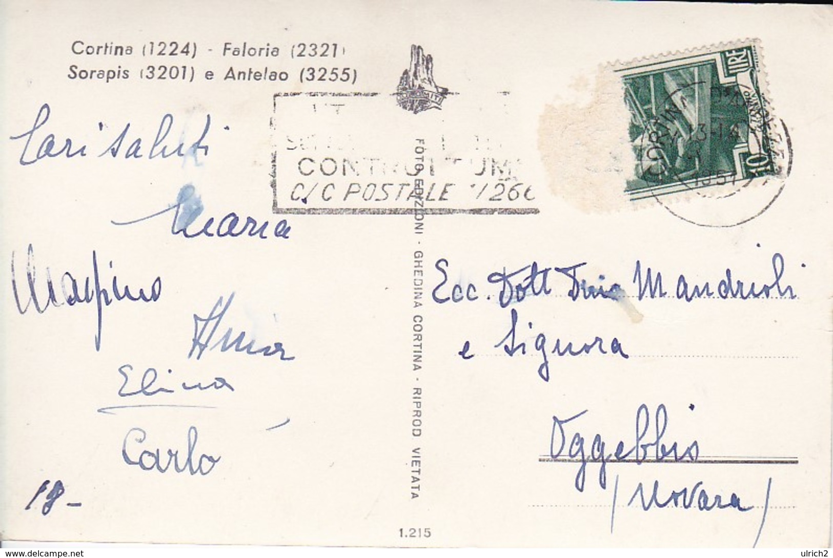 AK Cortina - Faloria - Sorapis E Antelao - 1951 (30431) - Sonstige & Ohne Zuordnung