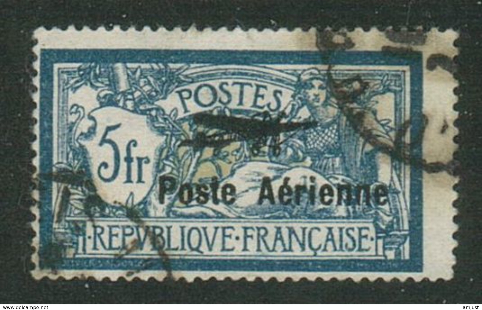 France // Poste Aérienne // 1927 // 5F Bleu Et Chamois No. 2 Y & T - 1927-1959 Matasellados