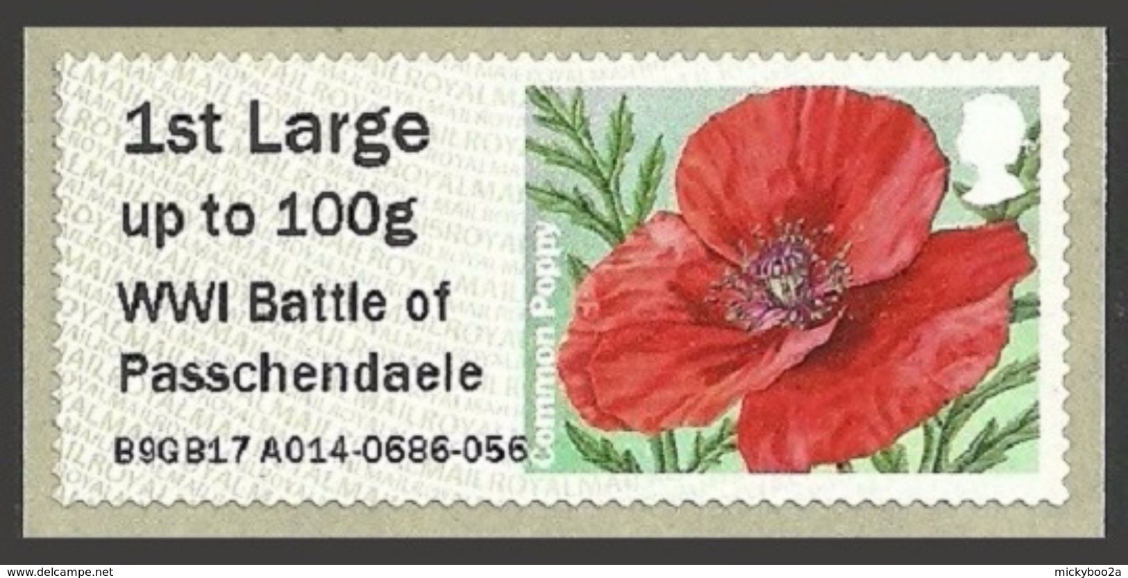 GB 2017 A014 STAMPEX AUTUMN WAR PASSCHENDAELE 1ST LARGE SINGLE POST & GO ATM MNH - Unused Stamps