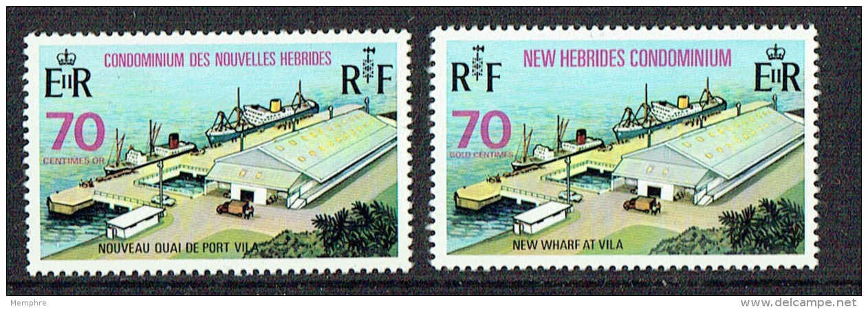 1973  Nouveau Quai De Port-Vila 70 C.  Légendes Française Et Anglaise  Yv 367, 369** - Ungebraucht