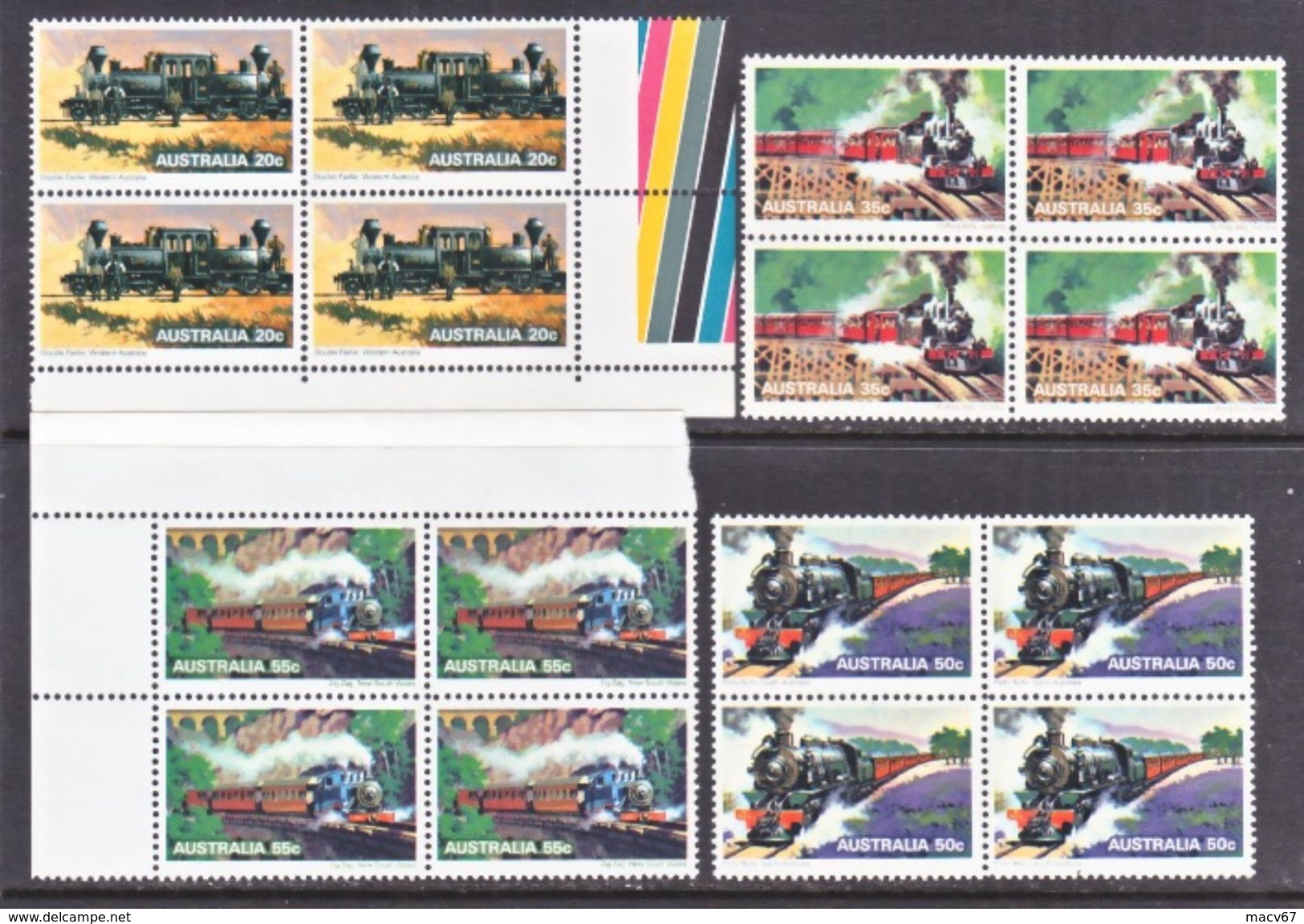 AUSTRALIA   707-10 X 4  **    TRAINS   STEAM  LOCOMOTIVES - Mint Stamps