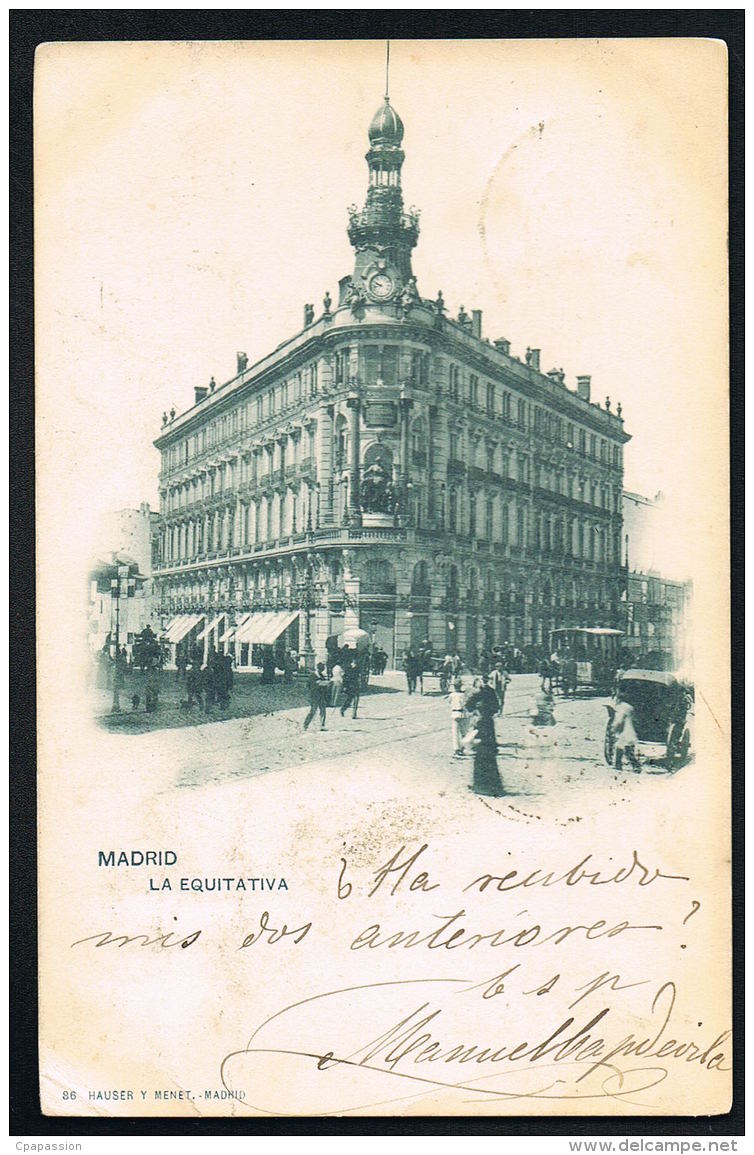 MADRID - La Equatativa- Original CPA Voyagée 1902-Recto Verso -Paypal Free - Madrid