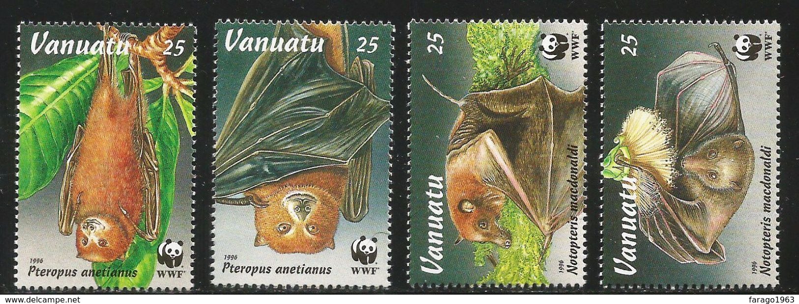 1996 Vanuatu WWF Flying Foxes Bats Complete Set Of 4 MNH - Vanuatu (1980-...)