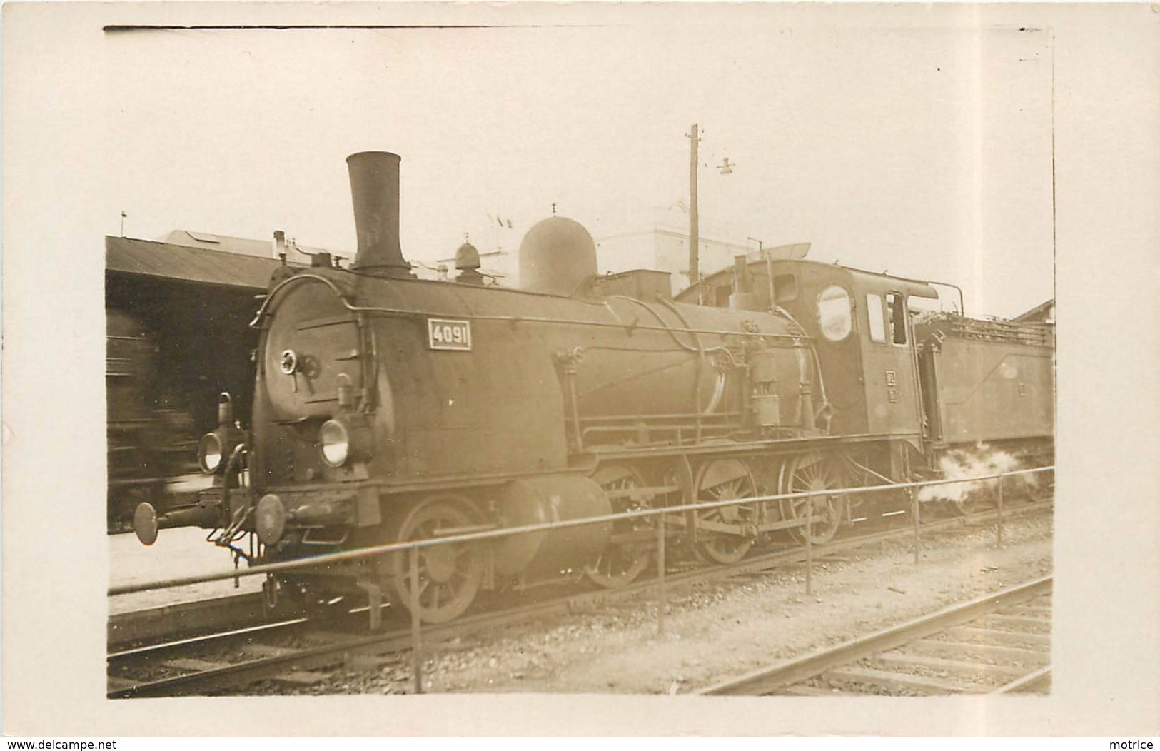 LOCOMOTIVE N°4091 ( Photo Format Carte Ancienne). - Trains