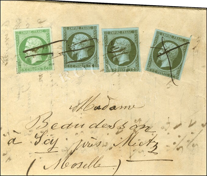 Plume / N° 11(3) (2 Ex Pd) + 12 Sur Bande D'imprimé Pour Scy Près Metz. Au Verso, Càd METZ 1862. Bel Affranchissement Co - 1853-1860 Napoleon III