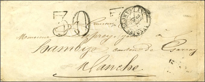 Càd LYON / CAMP DE SATONAY Taxe 30 DT. 1856. - TB. - R. - Armeestempel (vor 1900)