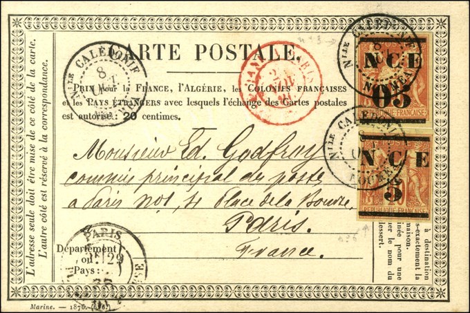 Càd Nlle - CALEDONIE / NOUMEA / NC N° 3 + 6 Sur Carte Précurseur Pour Paris. 1886. - SUP. - RRR. - Otros & Sin Clasificación