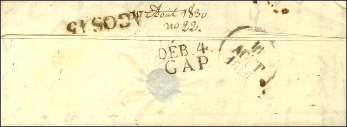 DEB. 4 / GAP Sur Lettre Avec Texte Daté 1830. - SUP. - Otros & Sin Clasificación