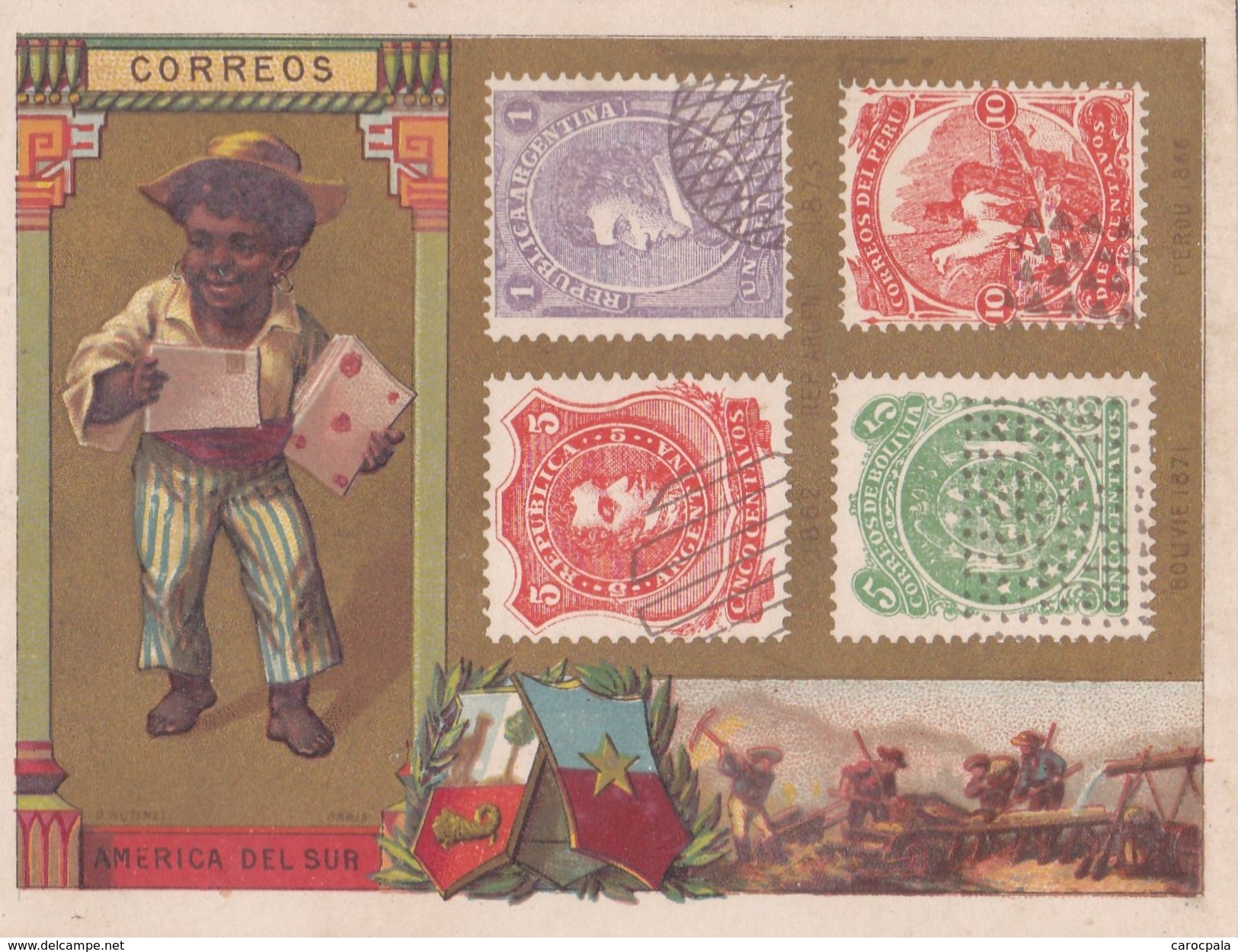 VERS 1900 AMERIQUE DU SUD / TIMBRE / CORREOS / BELLE ILLUSTRATION - Autres & Non Classés