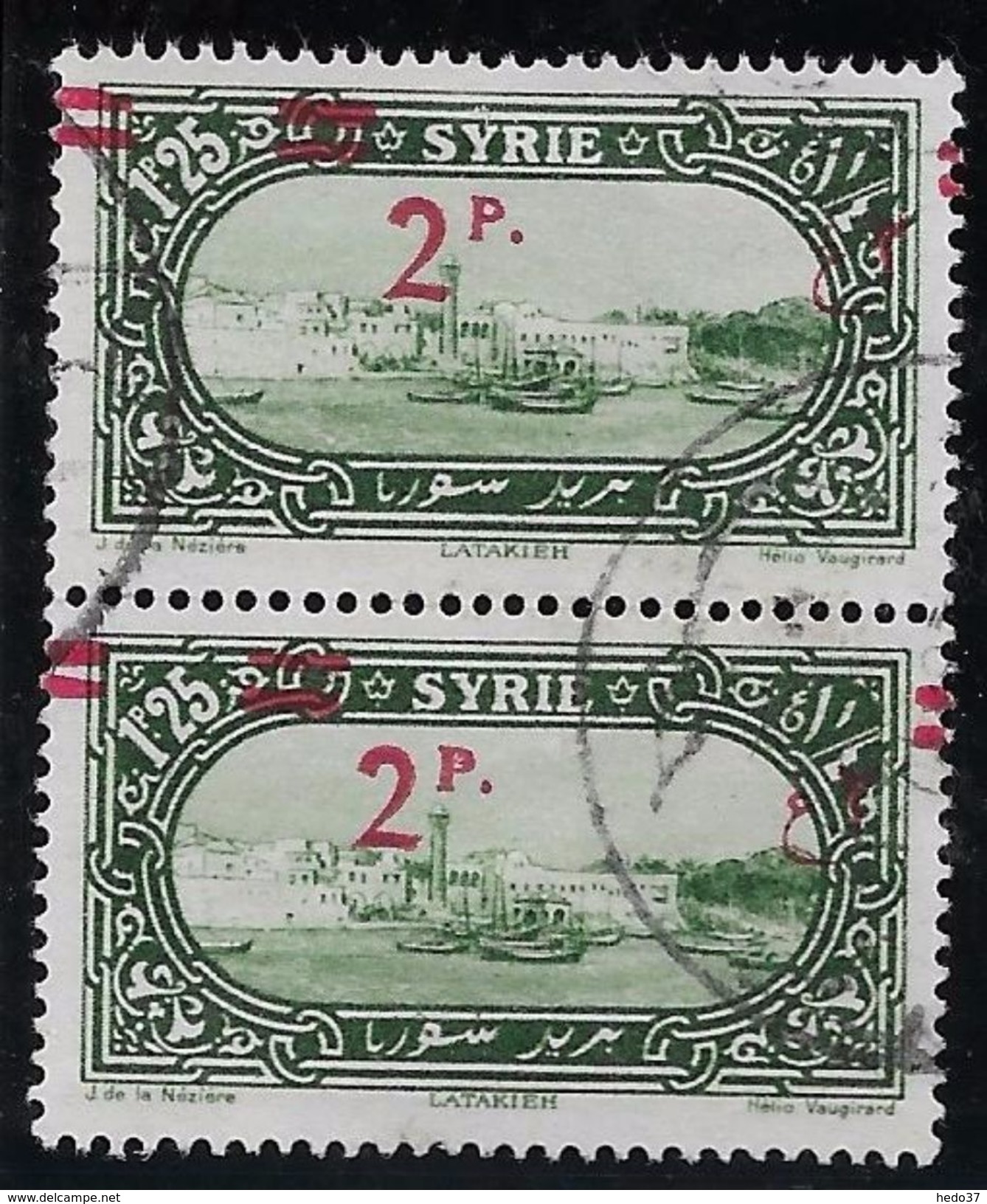 Syrie N°189 - Variété Surcharge Déplacée - Paire - TB - Gebraucht