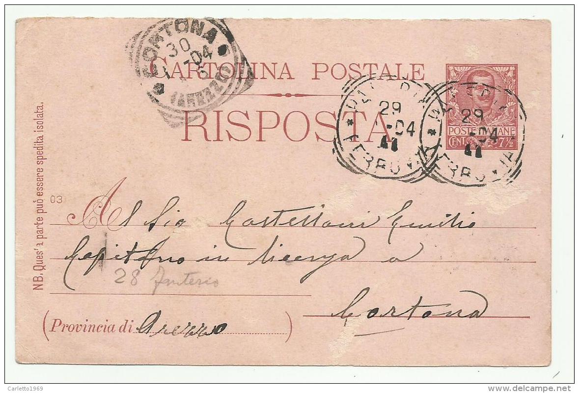 CARTOLINA POSTALE RISPOSTA 1904  FP - Historia