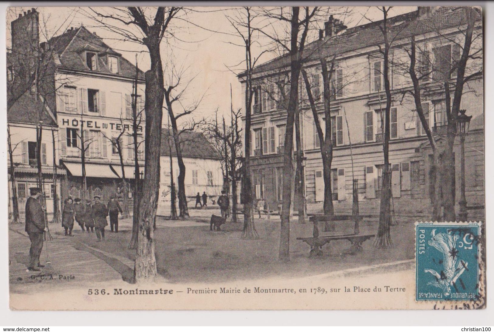 MONTMARTRE : PLACE ET HOTEL DU TERTRE - MAIRIE CONSTRUITE EN 1789 - ECRITE 1911 -* 2 SCANS *- - Arrondissement: 18