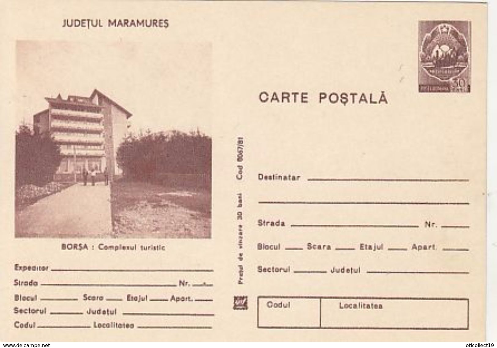 TOURISM, BORSA HOTEL, POSTCARD STATIONERY, 1981, ROMANIA - Hotel- & Gaststättengewerbe