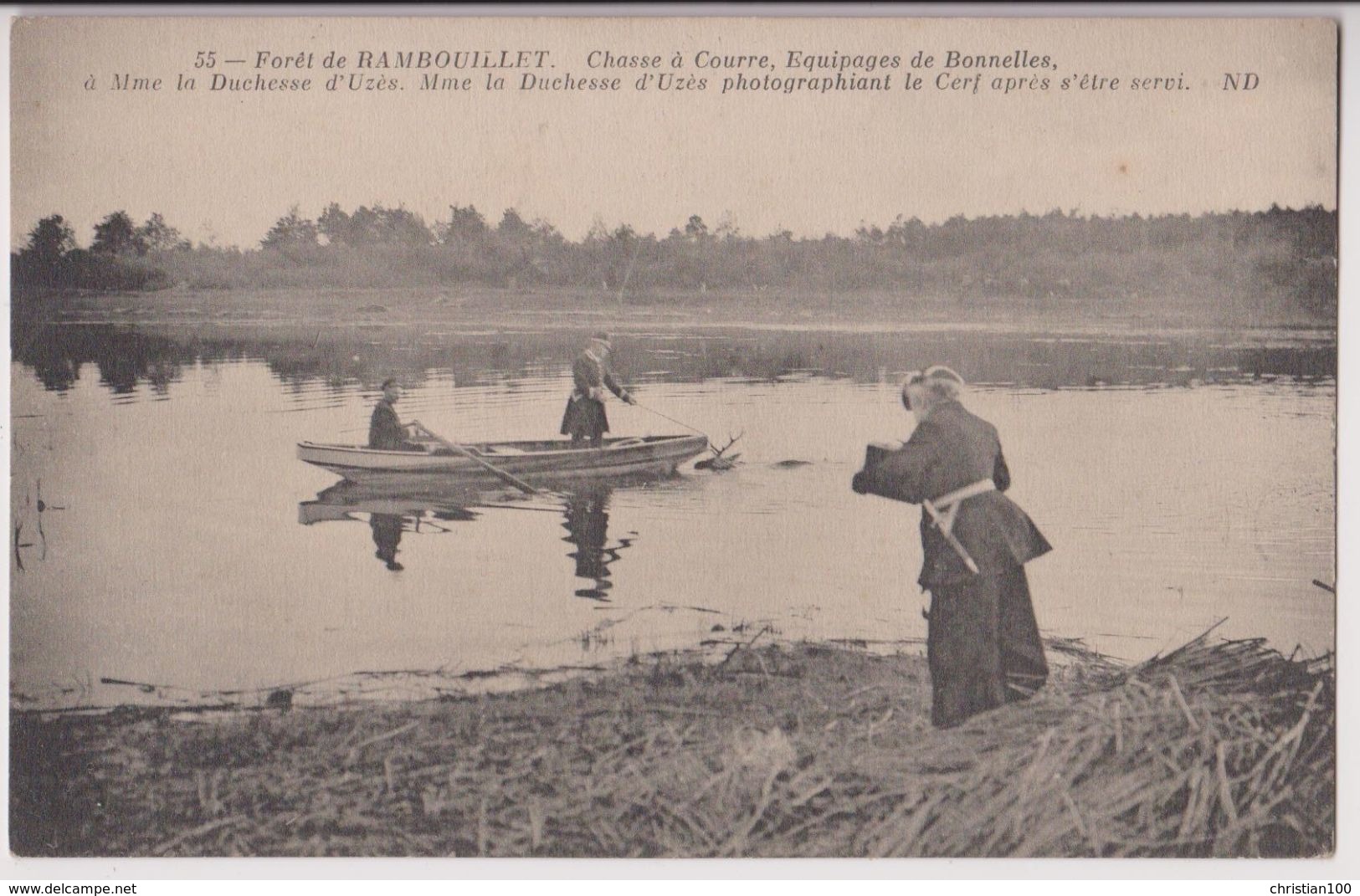 FORET DE RAMBOUILLET : CERF- CHASSE A COURRE - EQUIPAGE DE BONNELLES - DUCHESSE D'UZES - PEU COURANTE -* 2 SCANS *- - Rambouillet