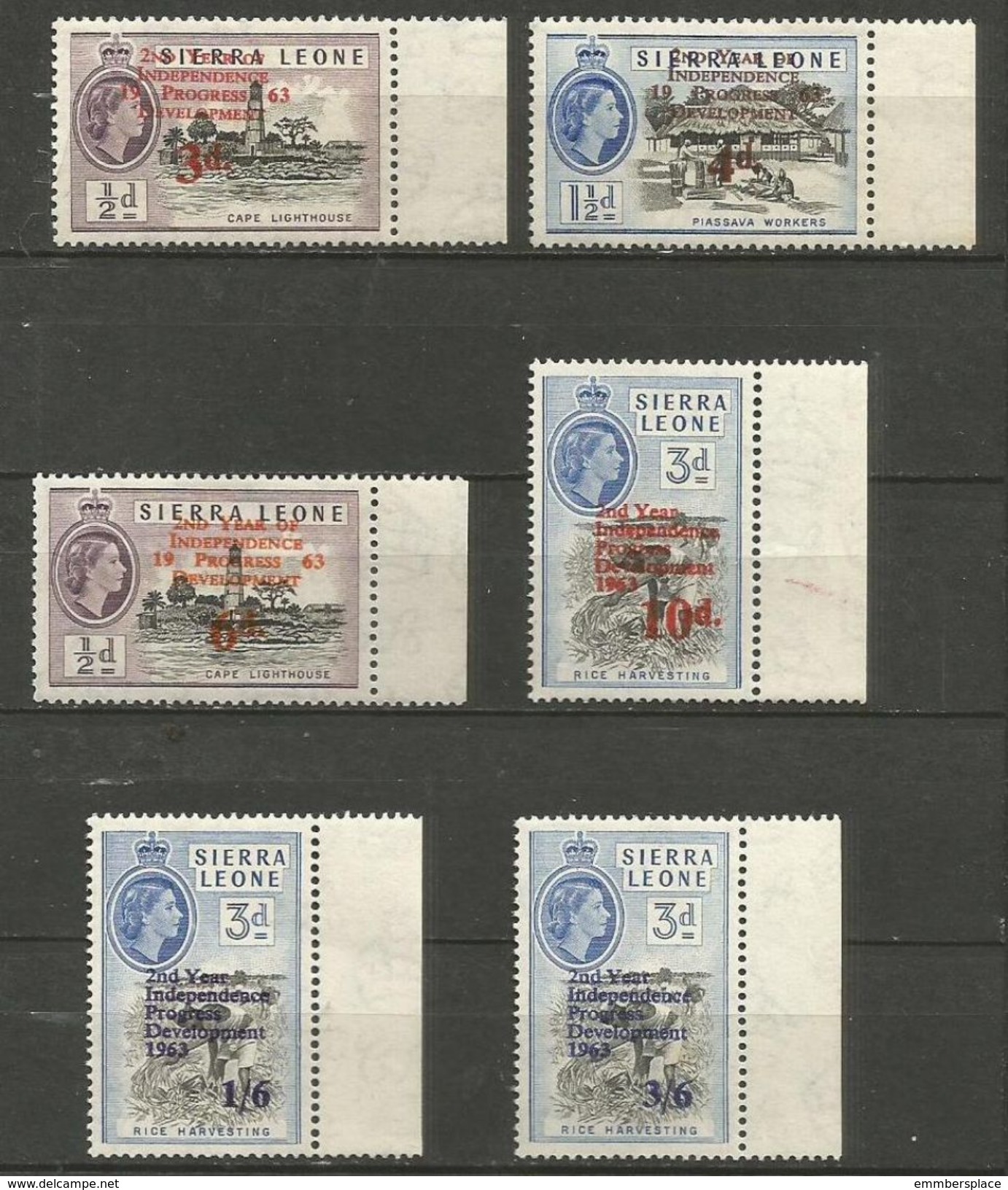 Sierra Leone - 1963 Independence Anniversary Set Of 6 (postage) With Margin MNH **   Sc 242-7 - Sierra Leone (1961-...)