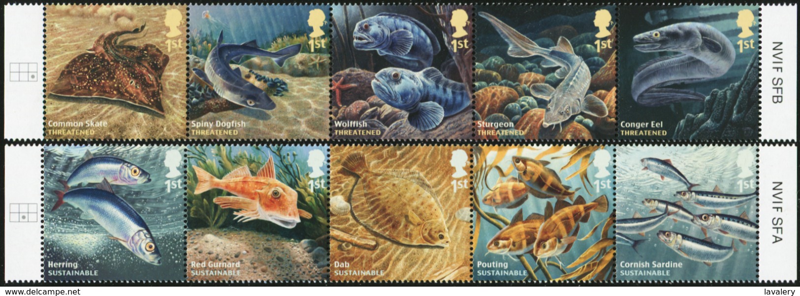 GREAT BRITAIN GB UK 2014 Sustainable Fish Fishes Skate Sardine Animals Fauna MNH - Fishes