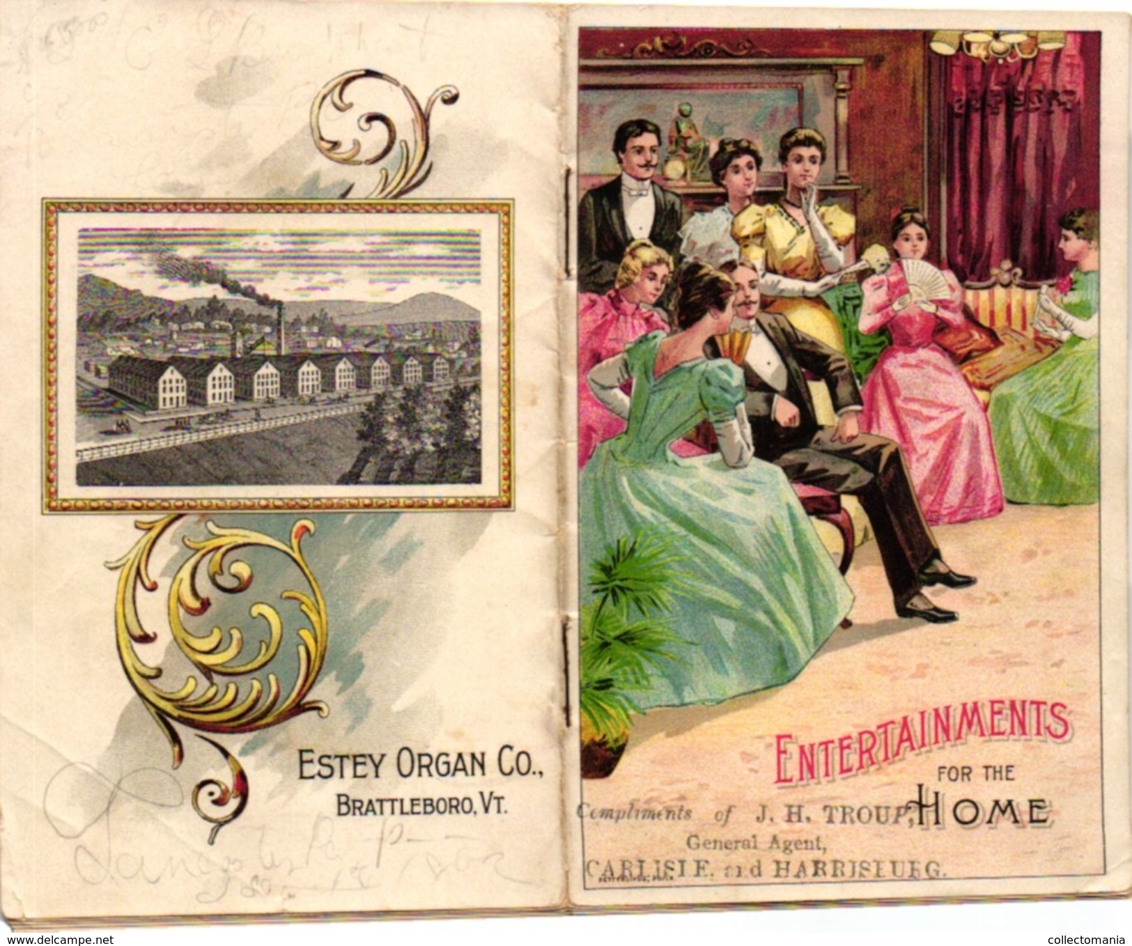 1 Booklet  Chromo  Fabrique Piano Pub. Estey  Pianos & Organs   Entertainments For The Home    Anno 1897   Lithography - Sonstige & Ohne Zuordnung