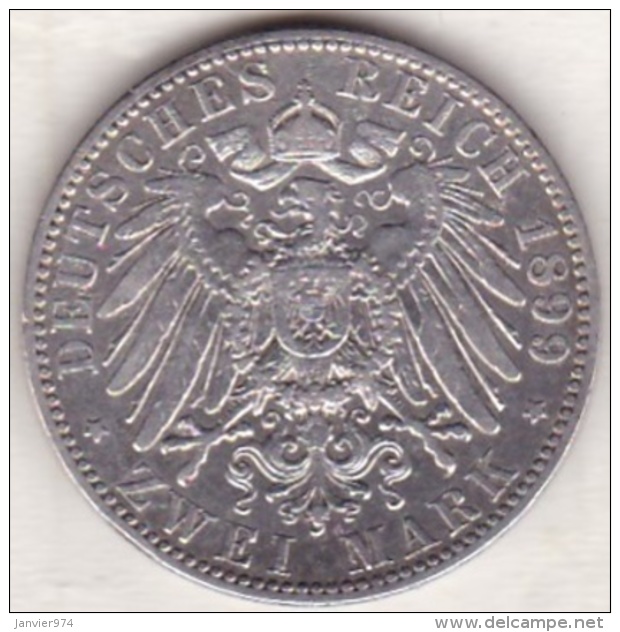 PRUSSIA. 2 Mark 1899 A, Wilhelm II , En Argent, KM# 522 - 2, 3 & 5 Mark Argent