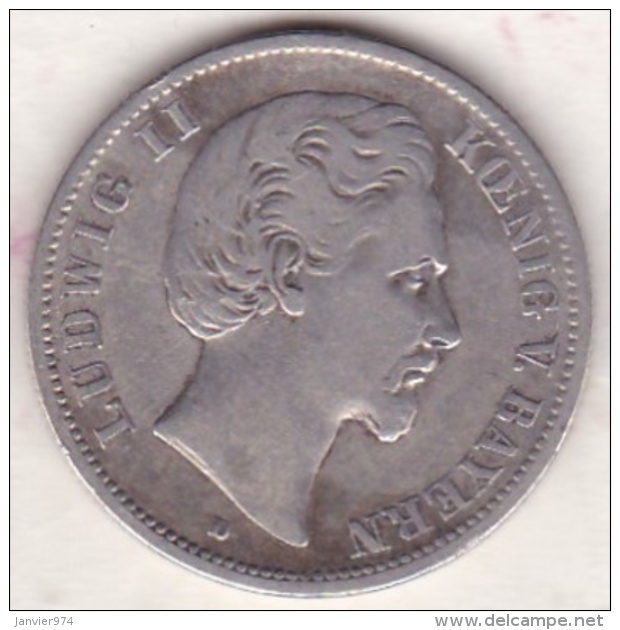 BAVARIA . 2 Mark 1876 D , Ludwig II , En Argent, KM# 903 - 2, 3 & 5 Mark Argent