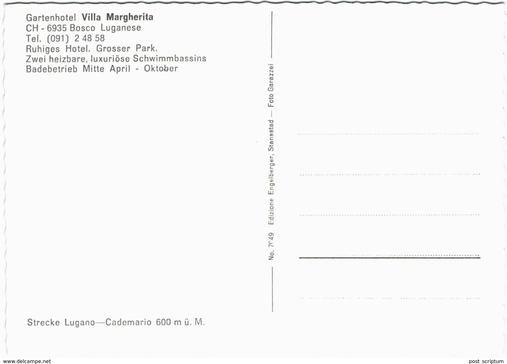 Suisse - Bosco Luganese - Gartenhotel Villa Margherita - 5 Cartes - Bosco/Gurin