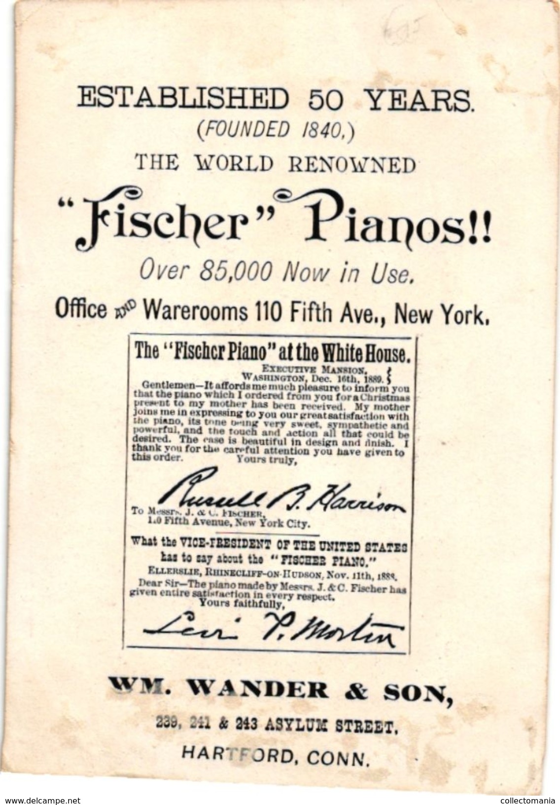 3 Trade Cards  Music Pub. Fischer Pianos  New York City   Anno 1891  Litho - Other & Unclassified