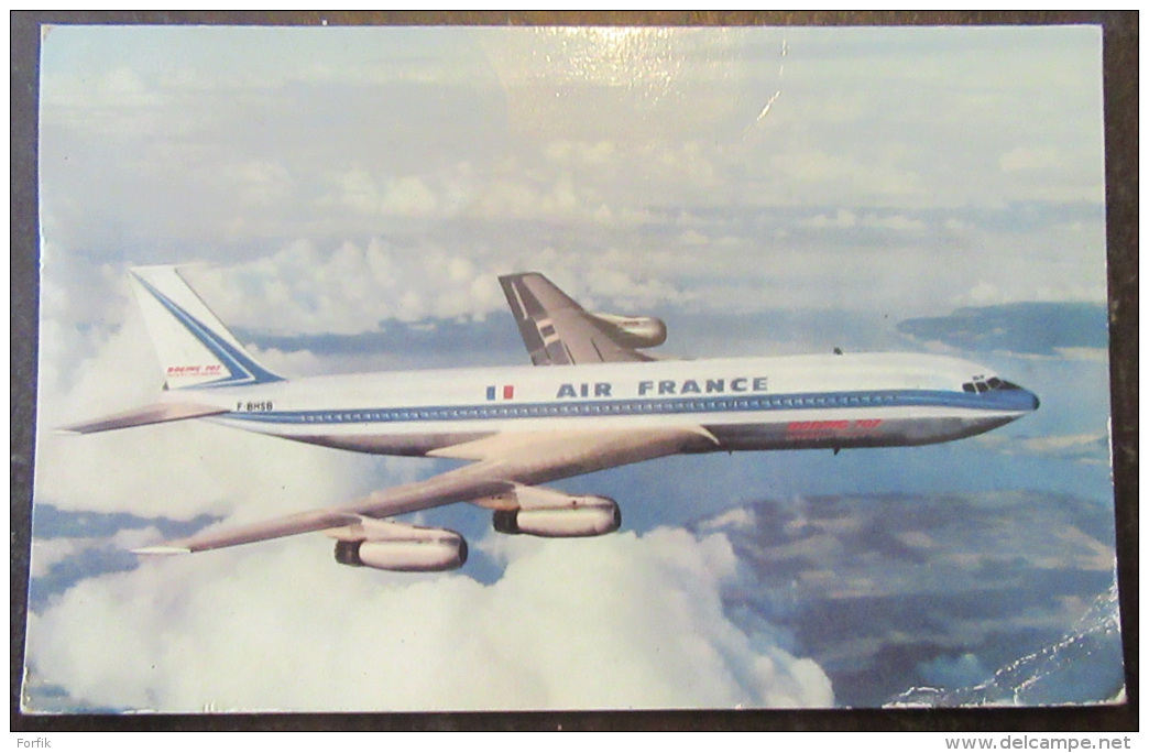 CPSM Etats-Unis Vers France - Boeing 707 Intercontinental Air France + Timbre YT N°PA59 - Cachet 1960 - 1946-....: Modern Era