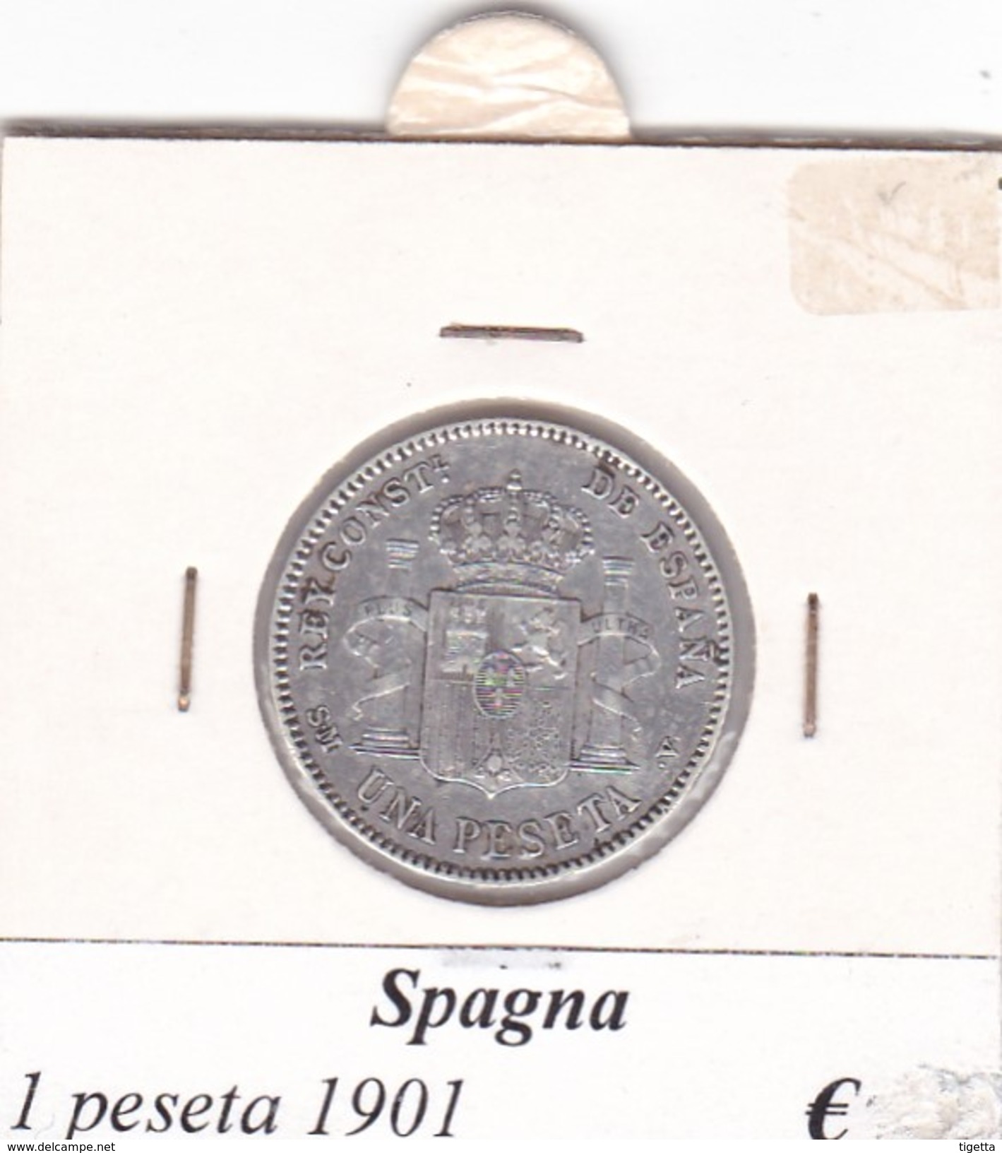 SPAGNA   1  PESETA   ANNO 1901  COME DA FOTO - Primi Conii