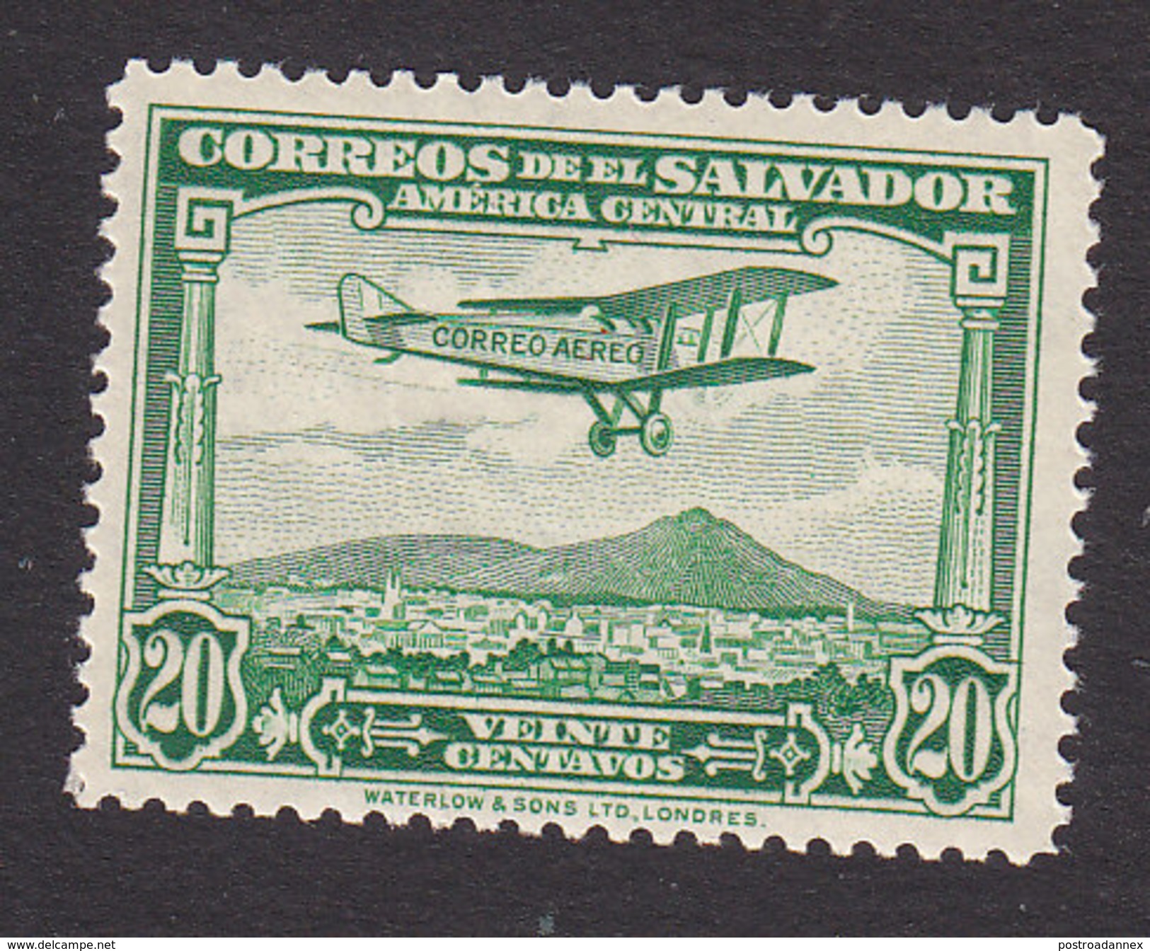 El Salvador, Scott #C12, Mint Hinged, Plane, Issued 1930 - El Salvador